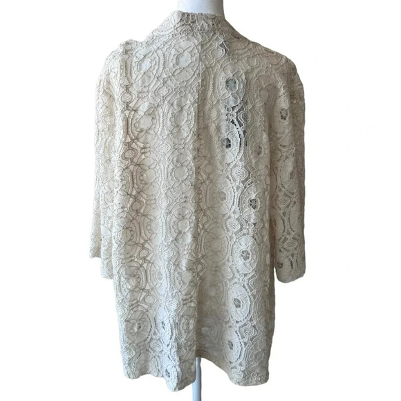 Anthropologie Solitaire Ravi Khosla Cotton Crochet Lace Open Jacket size L - Picture 4 of 12